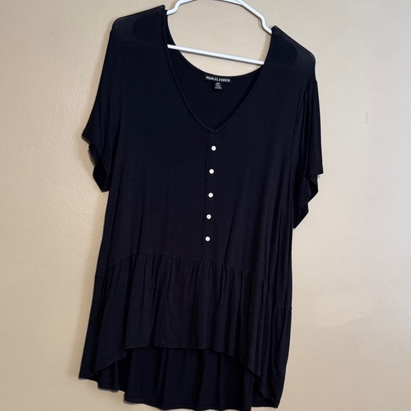 Moral Fiber Tops - Moral Fiber Black V-Neck Buttoned Blouse